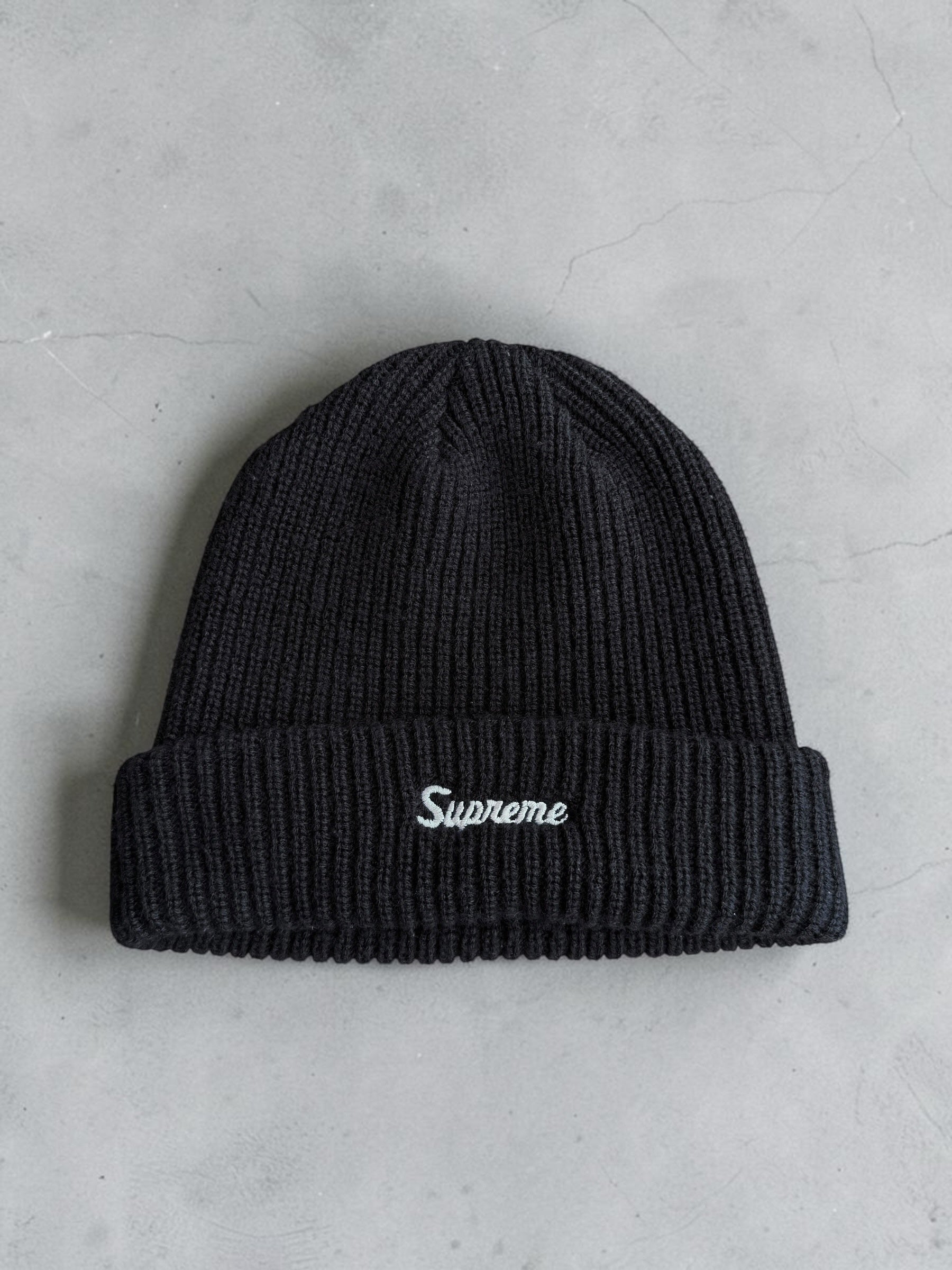 Supreme loose gauge black beanie | Retro Fit